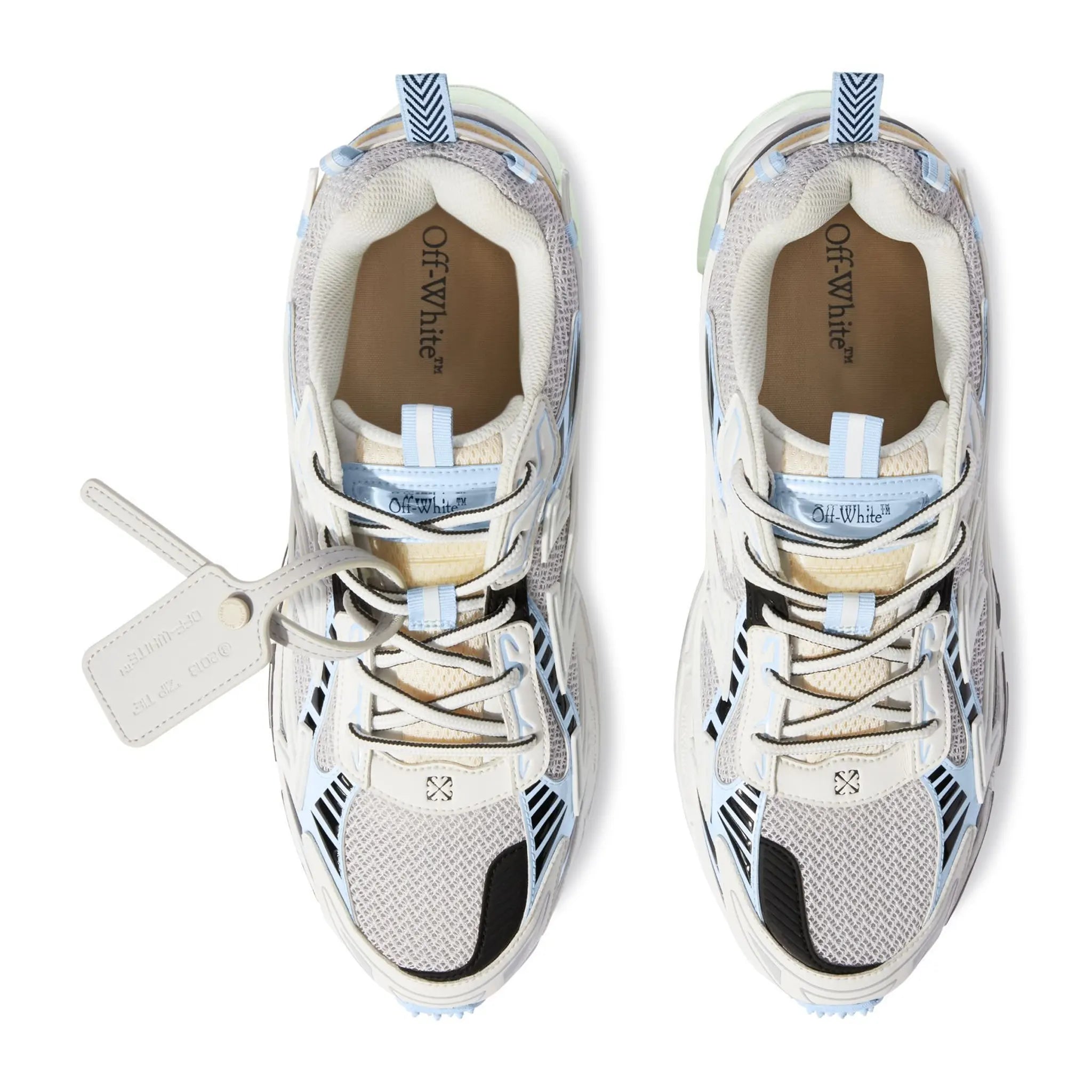 Upper View of Off-White Be Right Back White Light Blue Sneaker (W) OMIA295C99FAB0010140